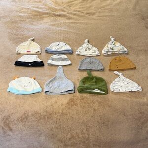 12 Assorted Baby Beanie Set - Multicolor